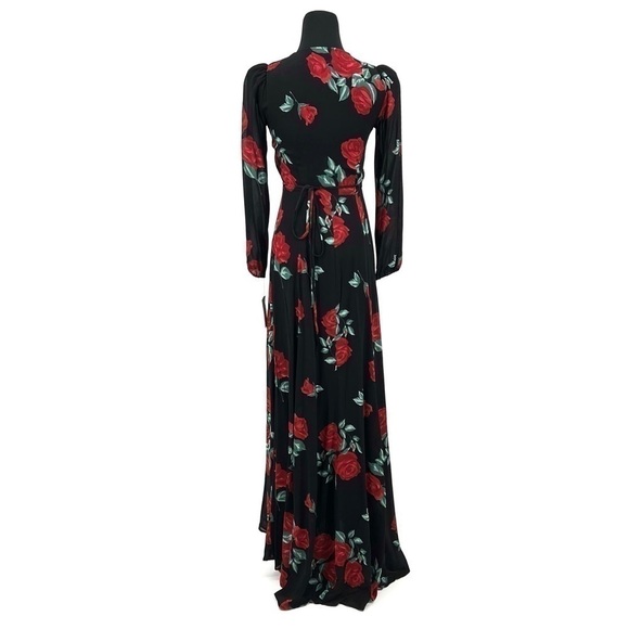 NWT Reformation Milan Maxi Dress Black Floral Hera Wrap Bridesmaid Dress Petite - Picture 8 of 13